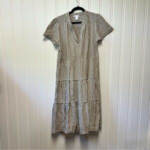 Cynthia Rowley Striped Linen Blend Tiered Dress | Size XL